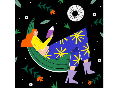 Reading can take you anywhere! books character conceptual editorial flowers illustration illustrator ipadpro magdaazab nature reading space woman