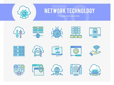 Network Technology Icons arrow cloud computing communication connection data database filled outline gear globe hosting icon icons internet media mobile net network network icons phone security