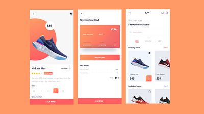 Ecommerse App Design for Shoes (Nike) adobe xd android app android ios design ecommerce figma illustration ios ios app logo mobile app mobile app design mobile ui shoes shop zeplin