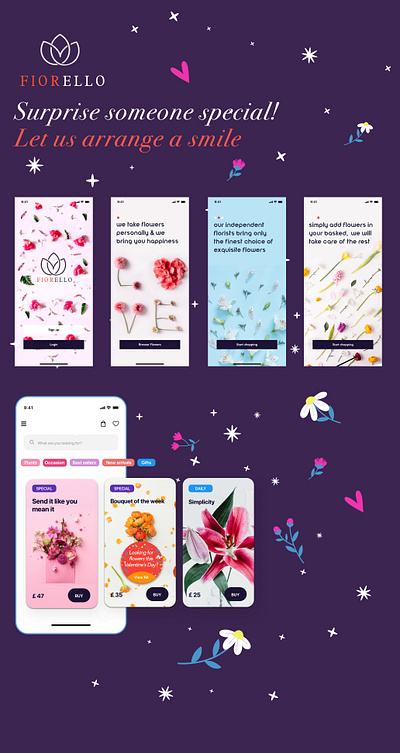 FIORELLO - onboarding component ecommerce florist flowers flowershop hero onboarding product product design ui ux