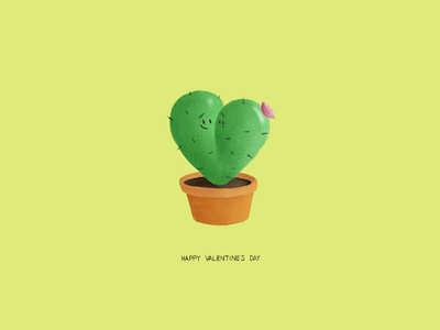 Happy Valentine's Day adobe photoshop cacti cactus character design couple cute grain green illustration love valentine