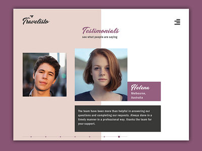Testsimonial UI - 1 australia banner design branding design logo minimal ui photoshop review testimonials travel travel app travel website ui uidesign webdesignagency webdesigner website