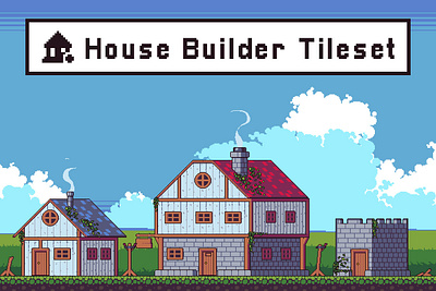 House Builder Game Tileset Pixel Art 2d game assets gamedev pixel art pixelart tileset