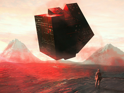 Rubik's Cube of Tomorrow 3d astronaut blender cube design environment environment art illustration imaginary landscape paint photoshop sci fi space world