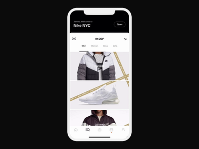 Nike NYC, House of Innovation 000 x Nike App animation app barcode experience house of innovation in store innovation interaction interface ios motion native nike nike direct retail scanner sport swoosh ui ux
