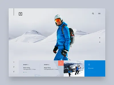 Skiing event landing page app application concept design homepagedesign illustrator landing page design minimalistic photoshop responsive design sketch ui ux web website concept xd