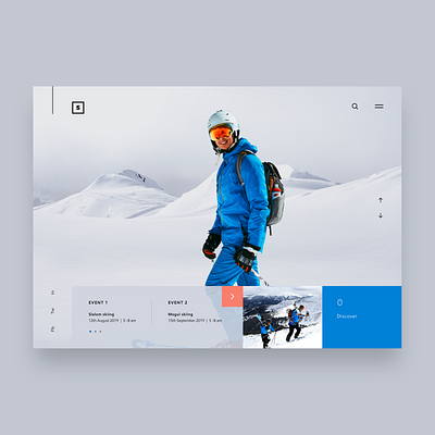 Skiing event landing page app application concept design homepagedesign illustrator landing page design minimalistic photoshop responsive design sketch ui ux web website concept xd