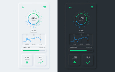 Fitness tracking App dark debut debut shot design fitness app health hello dribbble light neumorphism skeuo sport ui ux