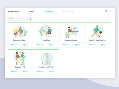Survey Templates UI employee engagement employee id flat office people survey templates surveys templates working