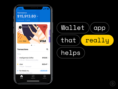 Home tab app banking cards home ios list mobile tab transactions ui ux wallet