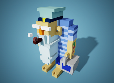 voxel art-Uncle cute illustration voxel voxelart