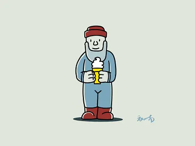 ice-cream man icecream identity illustration