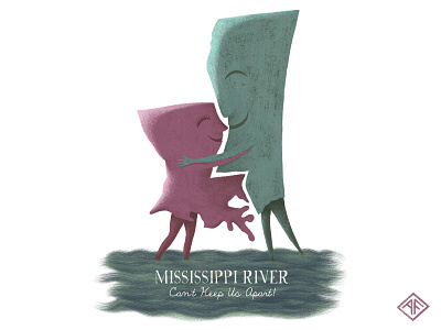 Louisiana Woman, Mississippi Man embrace illustration louisiana louisianawomanmississippiman love mississippi mississippiriver texture valentine valentinesday