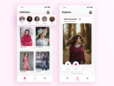 Dating App UI Part-1 adobe adobexd appui concept datingapp figma graphicsdesign illustration illustrator logo logoinspiration minimal minimalist principal redesign sketch uidesign uiux userinterface