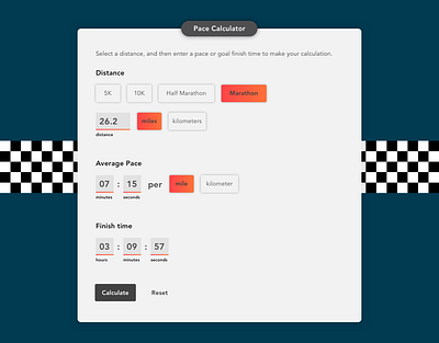 Race Pace Calculator calculator dailyui design gradiant running ui
