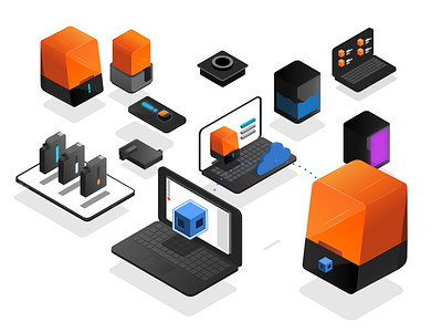 Formlabs ISO Products 3d 3d printer branding design icon illustration isometric onboarding printer spot illustrations vector vector art website