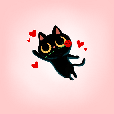 Happy valentine's day💘 animal blackcat cat character cute drawing emoji illustration imessage sticker sticker design valentine valentine day