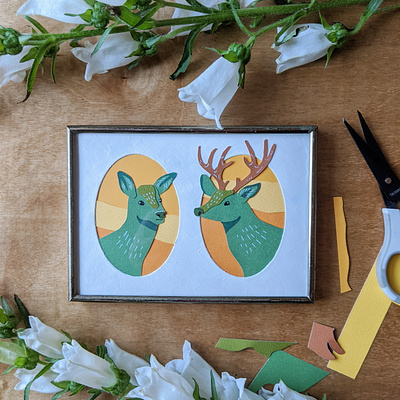 Mule Deer Couple art nature paper paper craft papercut