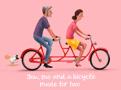 Valentines bike ride bicycle bike bike ride bikes cyclist cyclists illustration textured valentinesday