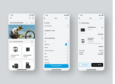 Mobile app concept for GoPro store app design ui ux web