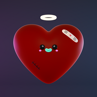 Damaged Heart 3d 3d art adobe photoshop animation character character design cinema4d design illustration octanerender