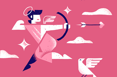 Valentines Angel cupid dove love minimal