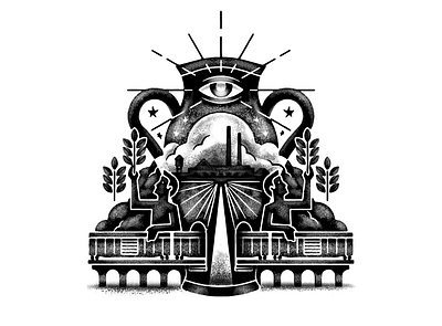 Here & Gone ancient art design digital digital illustration factory illustration industrial pottery procreate stippling texture train trains