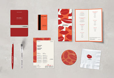 Amour Branding Suite avec branding branding design collateral hotel illustration lips logo love menu mid century orange red save the date suite valentines day vintage