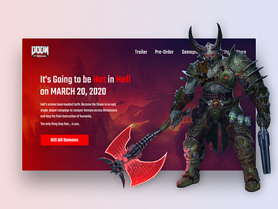 DOOM Eternal - Gaming Site bethesda bright demon design doom doom eternal eternal game game design gaming gaming website horror interface shooter site ui uxui video game webdesign website