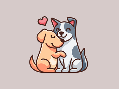 Valentine Dogs adorable animal cartoon character couple cute dog happy heart hugging illustration illustrative logo love lovely mascot pet simple valentine valentinesday