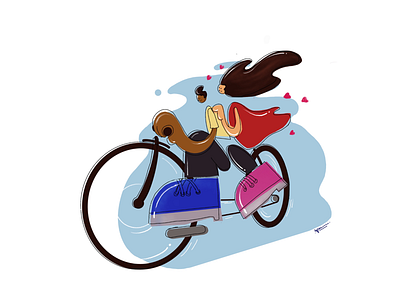 Valentines ride cycle happy illustrations love ride valentines