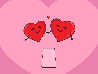 Online love ❤️ dribbble dribbbleweeklywarmup hearts illustration love online phone sweet together valentine day valentines vector weeklywarmup