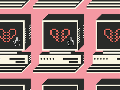 💾 Can't Compute 💾 bitmap computer heart holidays illustration illustrator love mac middle finger old pattern pink pixels valentine valentines day valentinesday vaporwave vday vintage design vintage mac