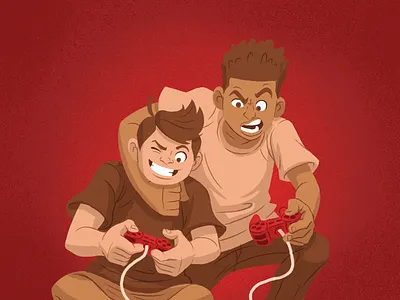 Philia black boy boys buddy cartoon comic design drawing friend friendship games illustration kids love nintendo pal playstation teenagers videogame white