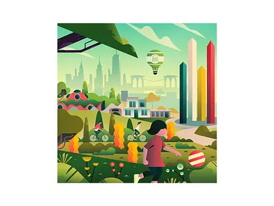 Shake Shack Mexico city city illustration flat illustration landscape landscape design landscape illustration mexico park shake shack vector