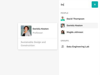 Searching for people in social learning app app chat design education hover messaging modal modal window search search results sidebar social ui ux web