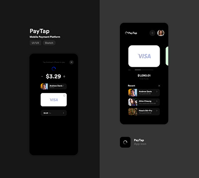 PayTap (Dark Mode) app app design concepts dark mode design flat icon minimal mobile ui payment uiux