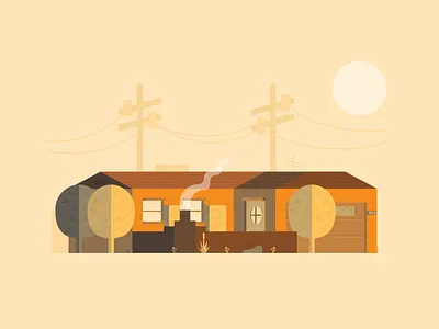 Arizona House architecture arizona az desert flat flat illustration house illustrator lighting monochromatic neighborhood orange print texture