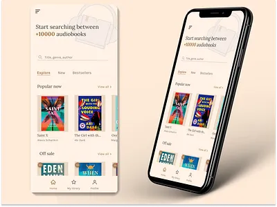 Audiobooks app dailyui figma illustration iphone screen search ui uichallenge uidesign user interface ux
