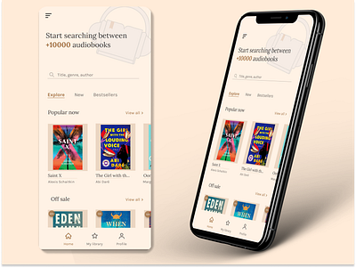Audiobooks app dailyui figma illustration iphone screen search ui uichallenge uidesign user interface ux