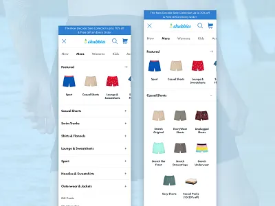 Chubbies Navigation ecommerce mobile mobile menu mobile nav mobile navigation modern nav navigation ui ui design ui ux ux ux design ux ui web