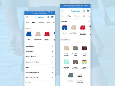 Chubbies Navigation ecommerce mobile mobile menu mobile nav mobile navigation modern nav navigation ui ui design ui ux ux ux design ux ui web