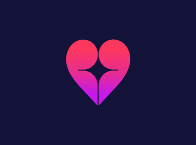 Heart+Kiss Logo For a Dating App app branding dating logo gradient heart logo icon illustration kiss logo love logo smart logo typography ui ux valentine day vector
