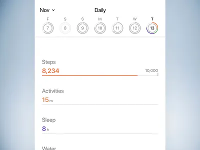 Goals goals graphs health rings tracking ui ux