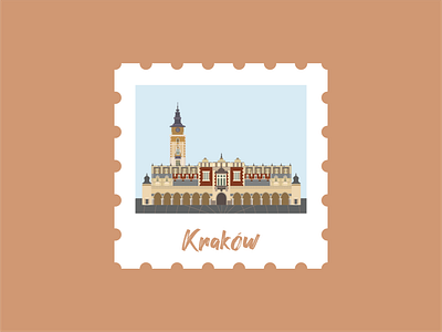 Krakow city illustration cityscape flat design flat illustration illustration illustrator poland stamp travel traveling vector vector illustration