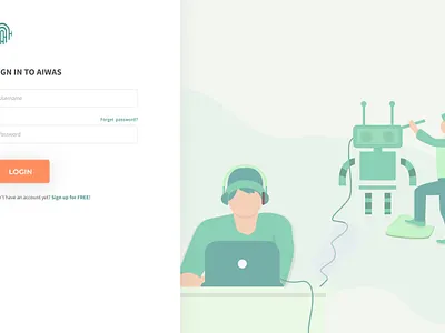 AI sign in page flat illustration ui ux vector