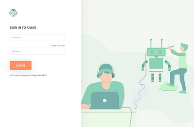 AI sign in page flat illustration ui ux vector