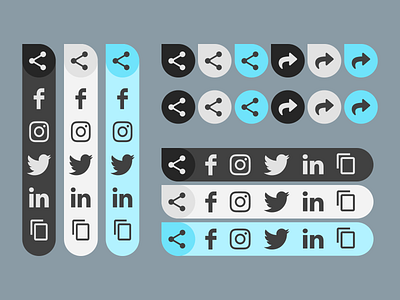 Multiple share button variations adobe xd app dailyui design flat minimal mobile ui ux web
