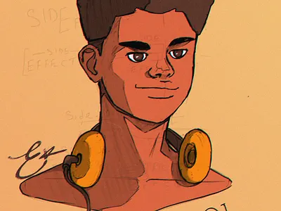 Side Effects: A Short Story Concept characterdesign concept art mtnacas portrait portrait illustration portraiture short story side effects sketchbook walkmanheadphones