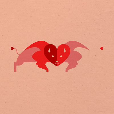 Bison Valentine animal bison design heart illustration love nature pink red symmetrical valentine